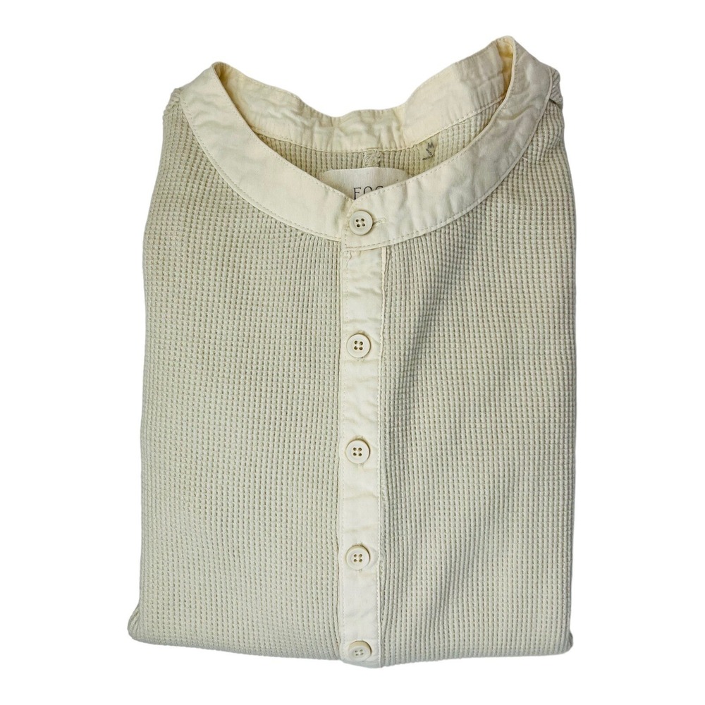 FOG Fear of God Cream Short Sleeve Cotton Henley Shirt Mens Size Medium‎ M